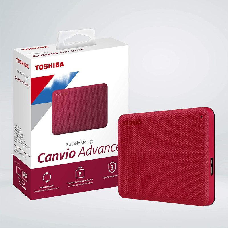 Toshiba 1TB HDTCA10AR3AA Canvio Advance V10 USB 3.0 Portable Hard Drive - Red