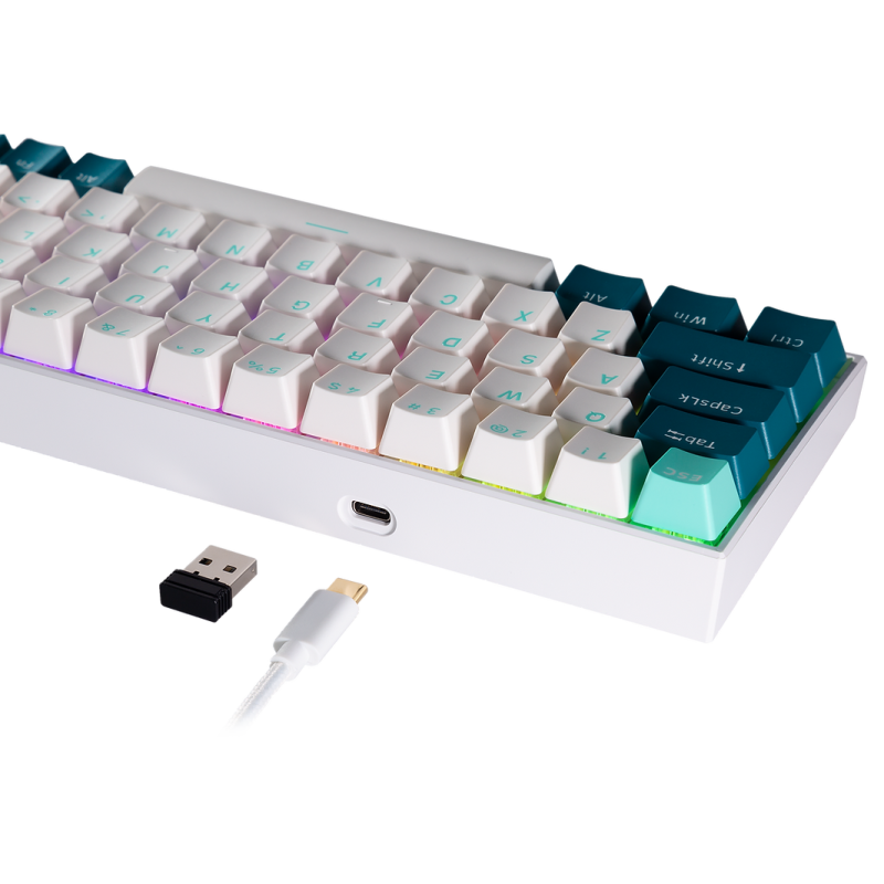 Tecware B68+ Wireless Mechanical Keyboard White - Gateron Yellow (TWKB-B68P-WH-ZGYL)