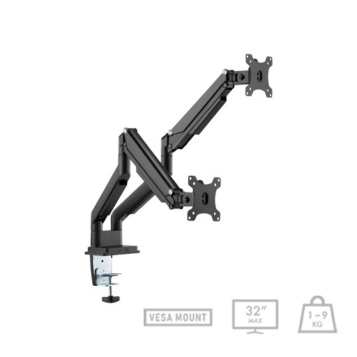 MachDesk MD34 Dual Performance Gas Spring Monitor Arm - Black (MD34-A02B)