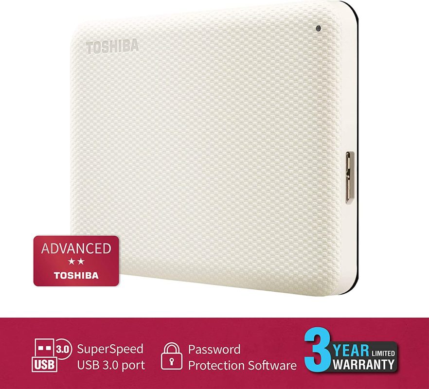 Toshiba 1TB HDTCA10AW3AA Canvio Advance V10 USB 3.0 Portable Hard Drive - White