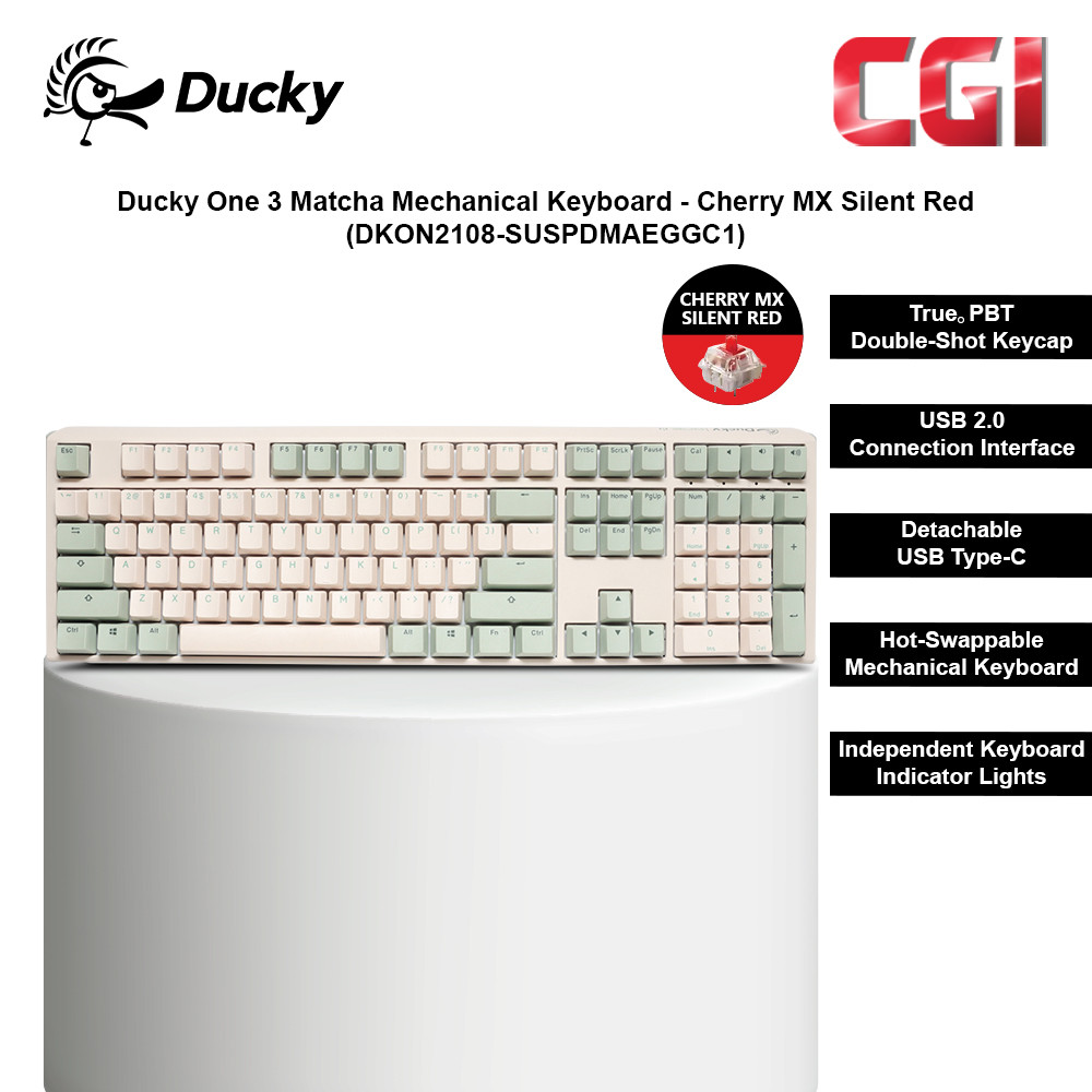 Ducky One 3 Matcha Mechanical Keyboard - Cherry MX Silent Red (DKON2108-SUSPDMAEGGC1)