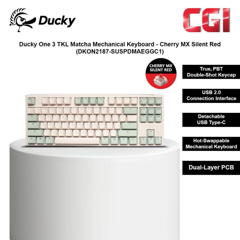 Ducky One 3 TKL Matcha Mechanical Keyboard - Cherry MX Silent Red (DKON2187-SUSPDMAEGGC1)