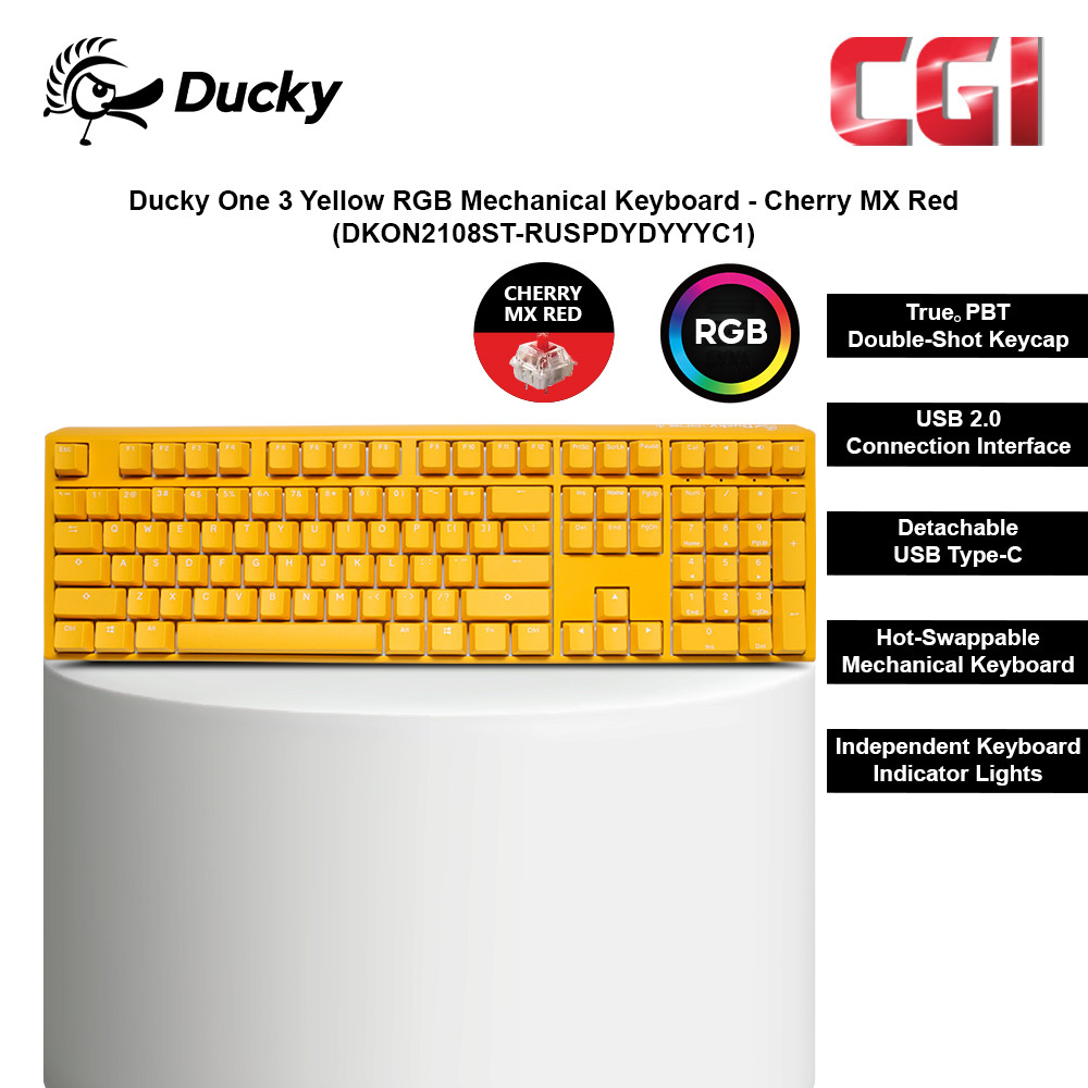 Ducky One 3 Yellow RGB Mechanical Keyboard - Cherry MX Red (DKON2108ST-RUSPDYDYYYC1)