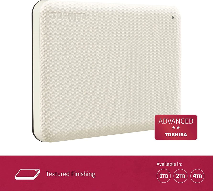 Toshiba 1TB HDTCA10AW3AA Canvio Advance V10 USB 3.0 Portable Hard Drive - White