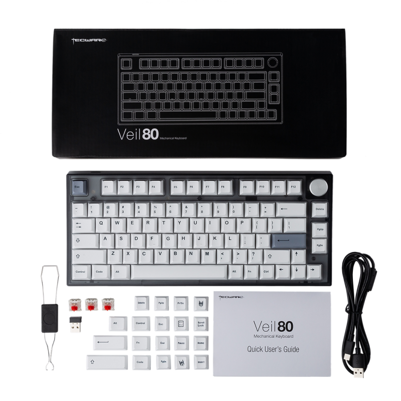Tecware Veil 80 Wireless Translucent Black Mechanical Keyboard - Gateron Yellow (TWKB-VEIL80-ZGYL)