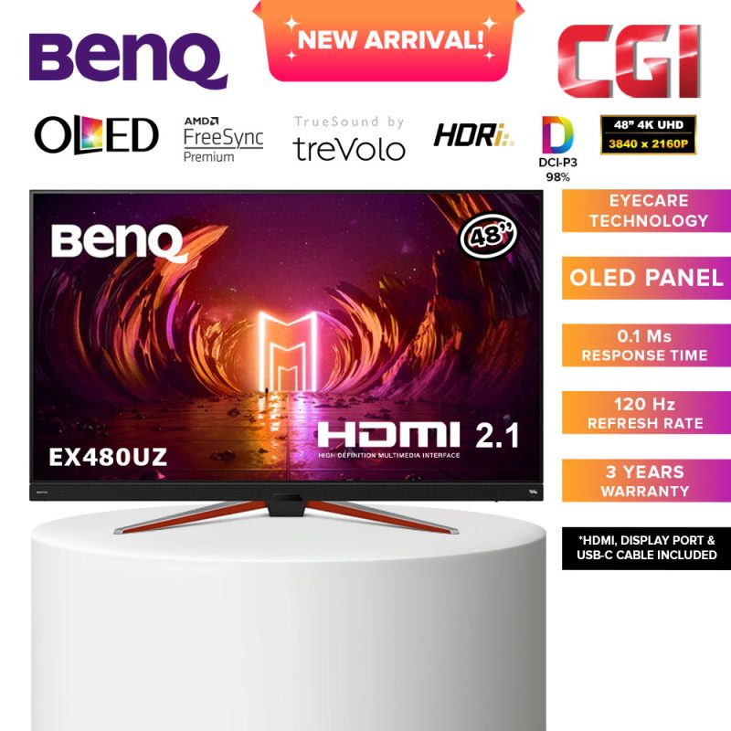 BenQ Mobiuz 48" EX480UZ OLED 4KUHD HDRi 120Hz 0.1ms Freesync Premium USB-C HDMI 2.1 Console Gaming Monitor