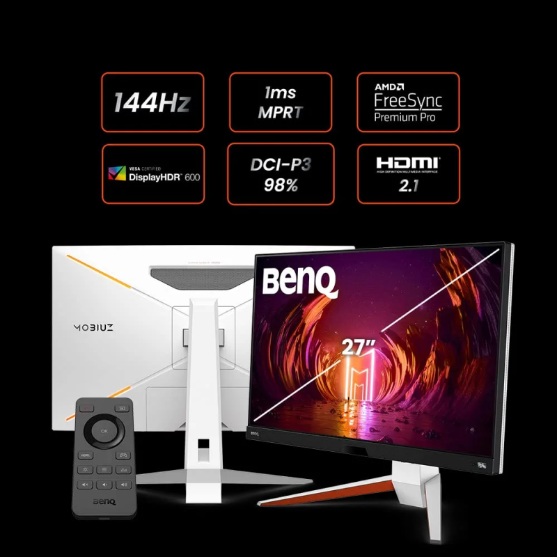 BenQ Mobiuz 27" EX2710U IPS 4KUHD HDRi 144Hz 1ms Freesync Premium Pro HDMI 2.1 Trevolo Sound