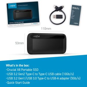 Crucial X8 1TB 1,050 MB/s USB 3.2 Gen-2 Portable SSD - CT1000X8SSD9