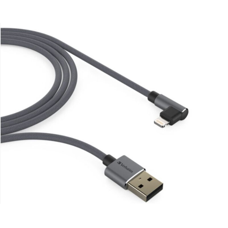 0e4f320f56ba613762cb95b743ea4ad9.jpeg Verbatim 66191 120cm L-Shaped MFI Lightning Cable - Grey
