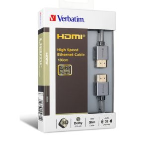 Verbatim 65671 180cm Ultra Slim 4K HDMI 2.0 Cable with Ethernet - Grey