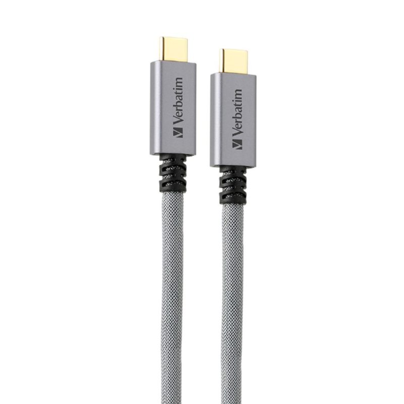 Verbatim 65684 100cm Sync & Charge E-Marker Metallic TypeC to Type-C 3.2 Cable (PD 100W?- Grey