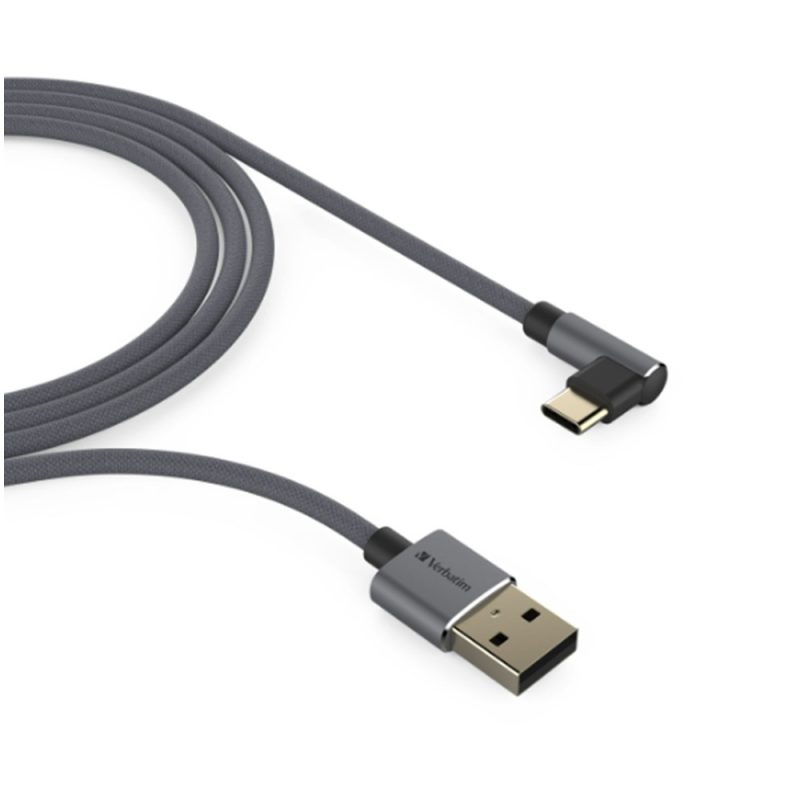 Verbatim 66193 120cm L-Shaped USB to Type-C Cable - Grey