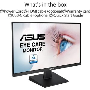 ASUS 24" VA24ECE Eye Care ,Full HD, IPS, Frameless, USB-C, 75Hz, Adaptive-Sync, Low Blue Light, Flicker Free