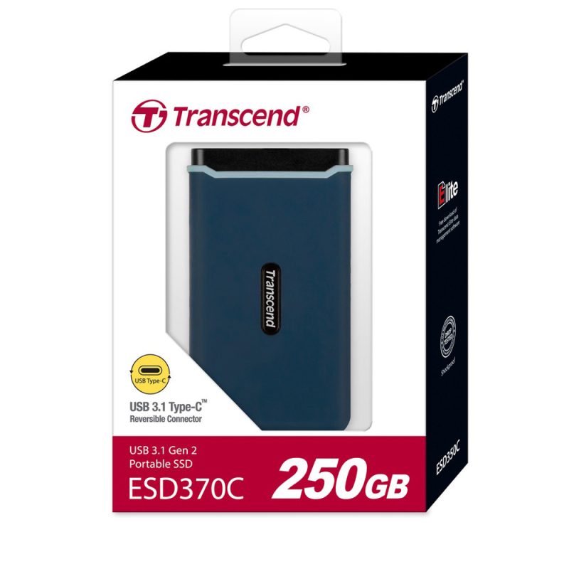 Transcend 250GB ESD370C USB 3.1 Gen 2 Type-C Portable SSD - TS250GESD370C