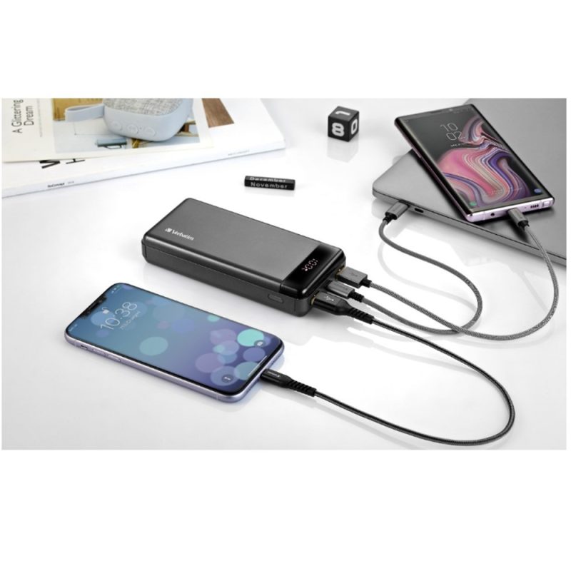 Verbatim 66386 20000mAh PD3.0 PPS Power Pack 66W with digital display - Grey
