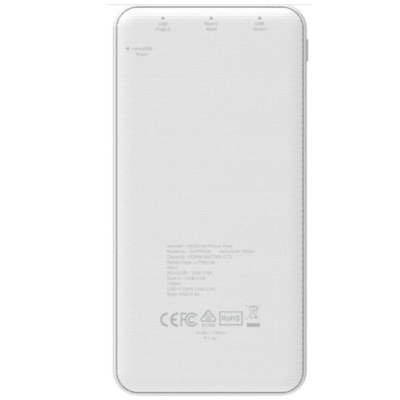 Vertabim 66548 10000mAh Power Pack Dual Input/Output (White) + 66045 120cm Sync & Charge 2-in-1 Metallic Cable Combo
