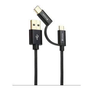 Vertabim 66548 10000mAh Power Pack Dual Input/Output (White) + 66045 120cm Sync & Charge 2-in-1 Metallic Cable Combo