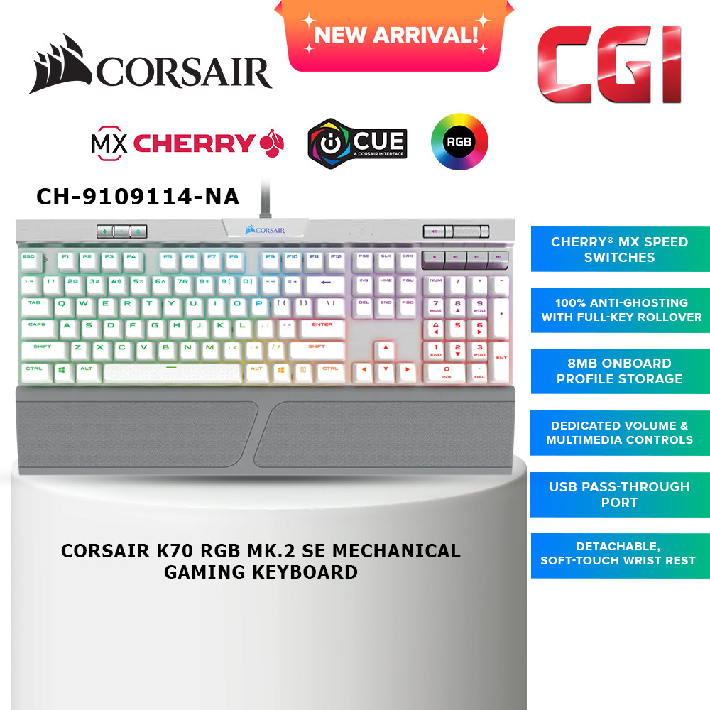 Corsair K70 RGB MK.2 SE Mechanical Gaming Keyboard Cherry MX Speed (CH-9109114-NA)