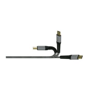Verbatim 66065 120cm Tough Max E-Marker Kevlar Type-C to Type-C Cable (PD100W) - Grey