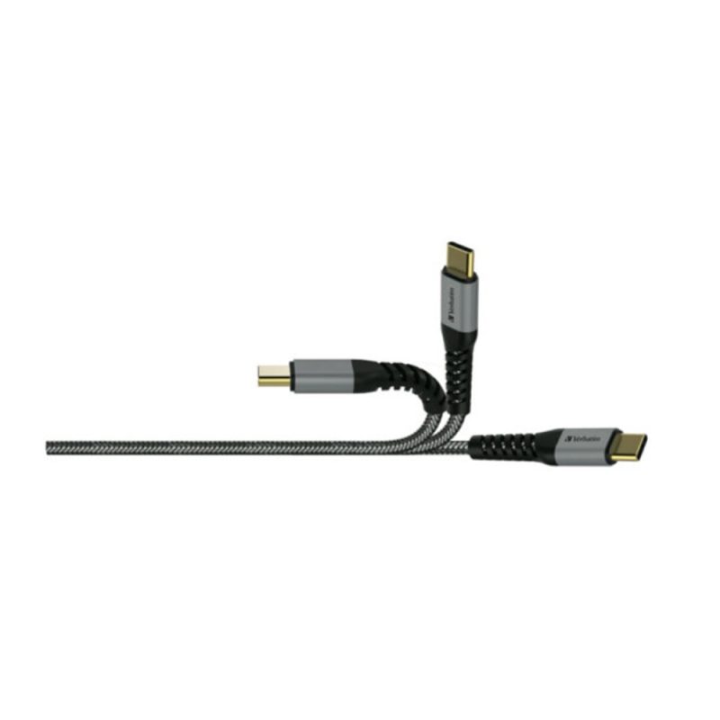 Verbatim 66065 120cm Tough Max E-Marker Kevlar Type-C to Type-C Cable (PD100W) - Grey