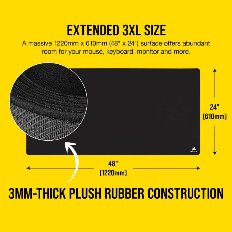 Corsair Premium Anti-Fray Cloth Extended 3XL Gaming Mouse Pad (CH-9415080-WW)