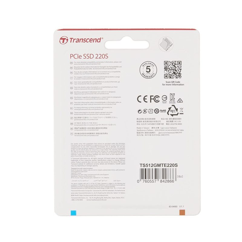 Transcend 512GB 220S PCle 3D NAND M.2 Gen 3x4 SSD - TS512GMTE220S
