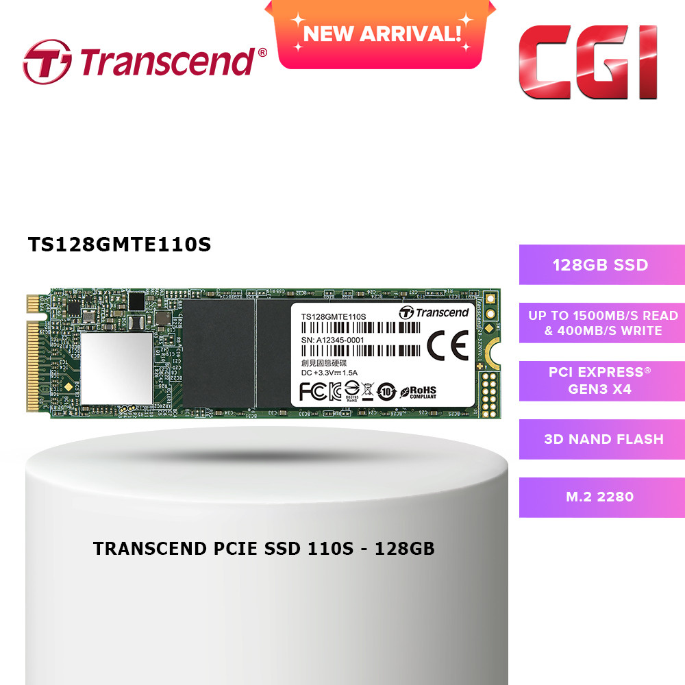 Transcend 128GB PCle 110S 3D NAND M.2 2280 SSD - TS128GMTE110S