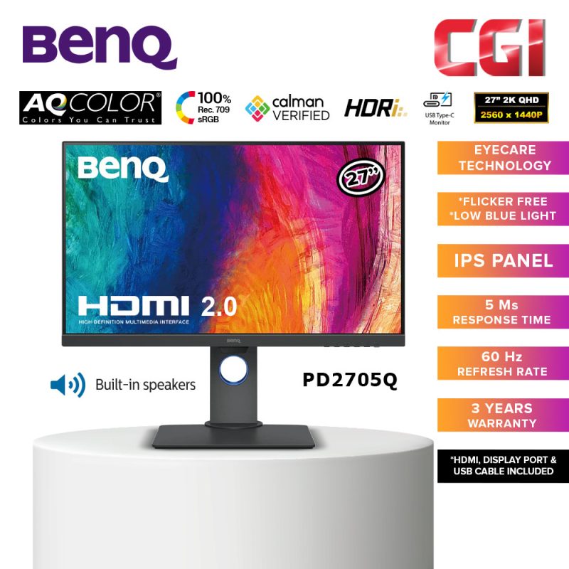 BenQ 27" PD2705Q QHD 2K sRGB HDR10 USB-C Designer Monitor