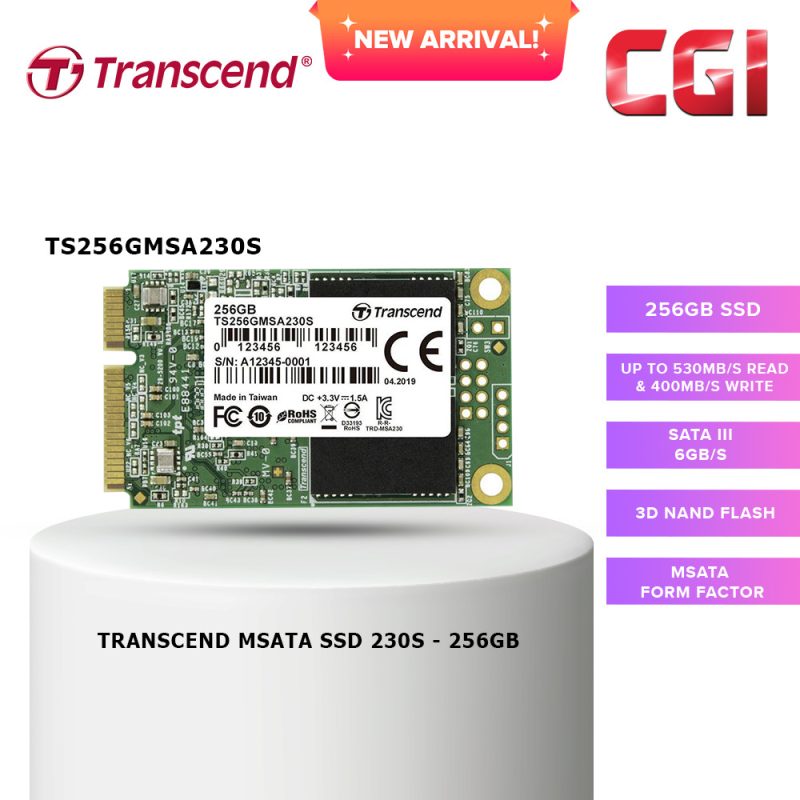 Transcend 256GB SATA III 6Gb/s 3D NAND DDR3 DRAM 230S mSATA SSD - TS256GMSA230S