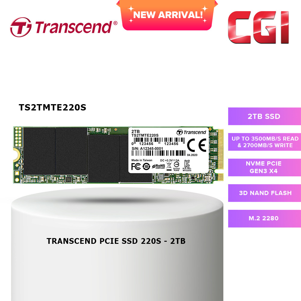 Transcend 2TB 220S PCle 3D NAND M.2 Gen 3x4 SSD - TS2TMTE220S