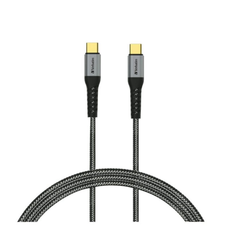 Verbatim 66065 120cm Tough Max E-Marker Kevlar Type-C to Type-C Cable (PD100W) - Grey