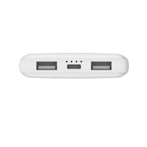 Vertabim 66548 10000mAh Power Pack Dual Input/Output (White) + 66045 120cm Sync & Charge 2-in-1 Metallic Cable Combo