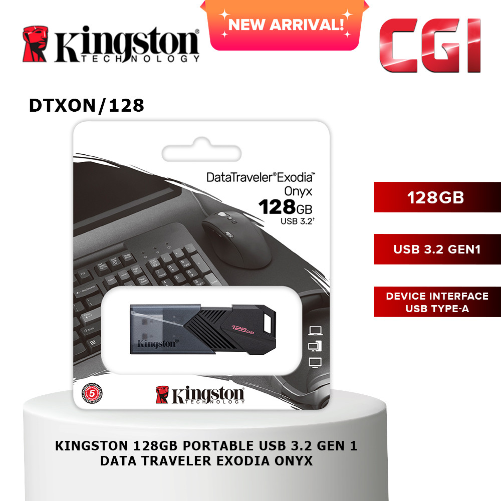 Kingston 128GB Datatraveler Exodia Onyx Type-A USB 3.2Gen 1 Flash Drive - DTXON/128GB