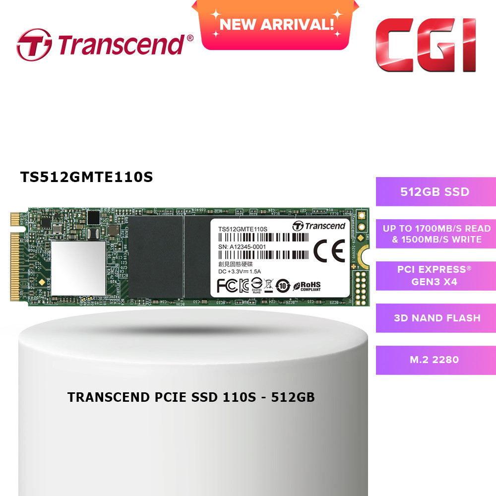 Transcend 512GB PCle 110S 3D NAND M.2 2280 SSD - TS512GMTE110S