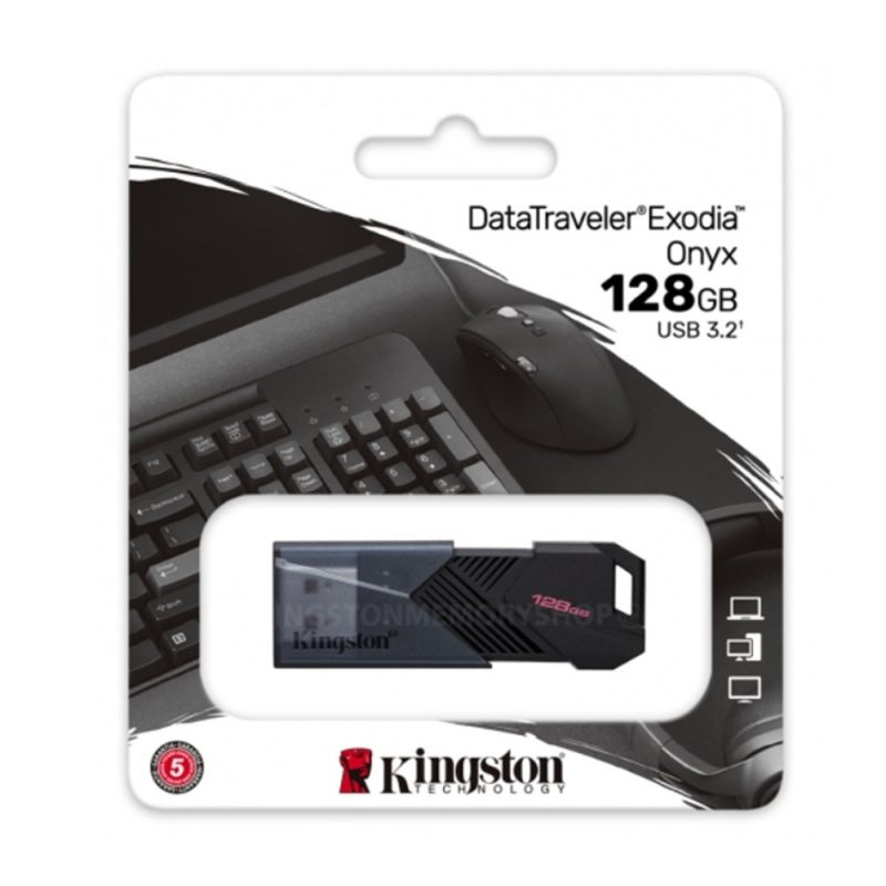 Kingston 128GB Datatraveler Exodia Onyx Type-A USB 3.2Gen 1 Flash Drive - DTXON/128GB