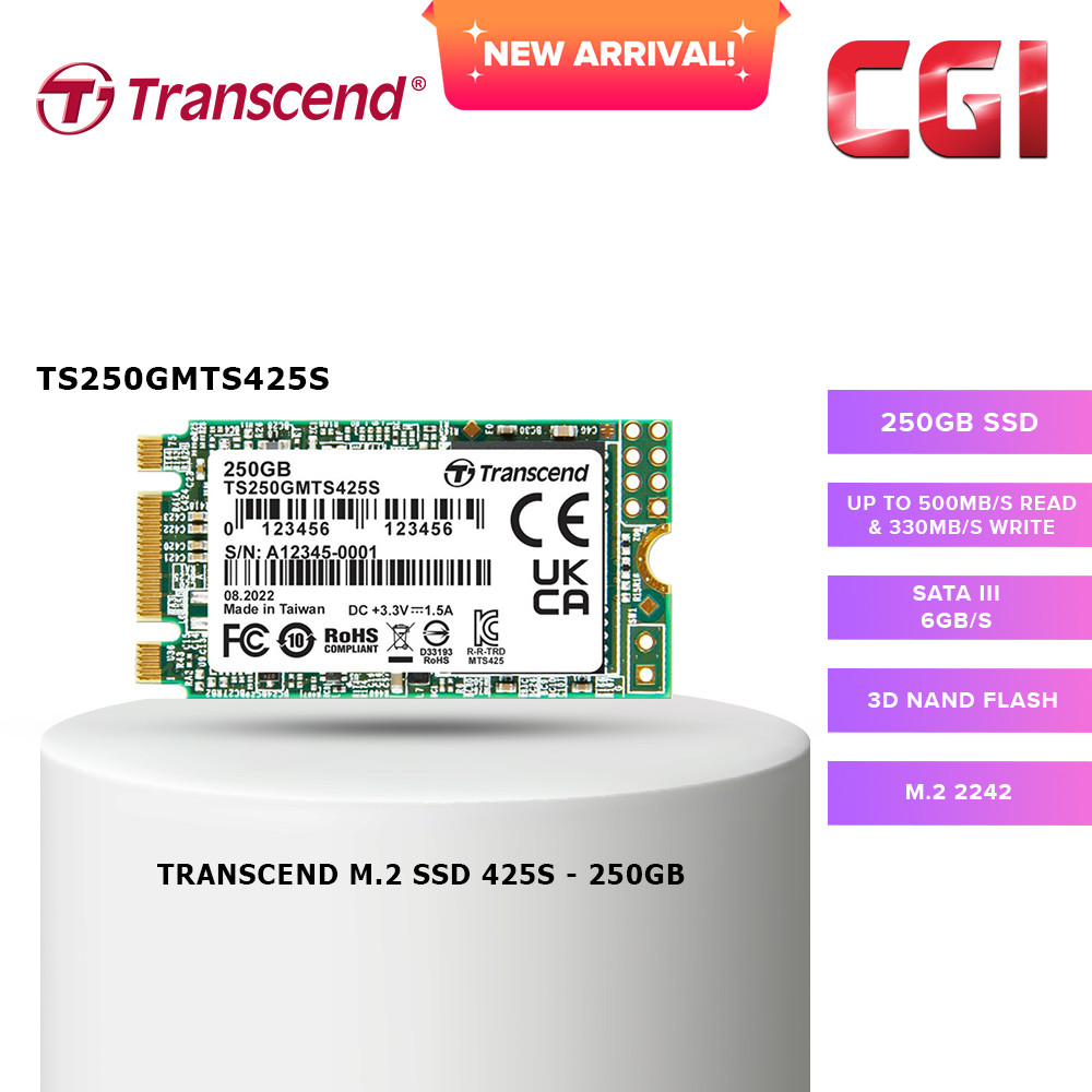 Transcend 250GB SATA III 6Gb/s M.2 2242 425S 3D NAND SSD - TS250GMTS425S