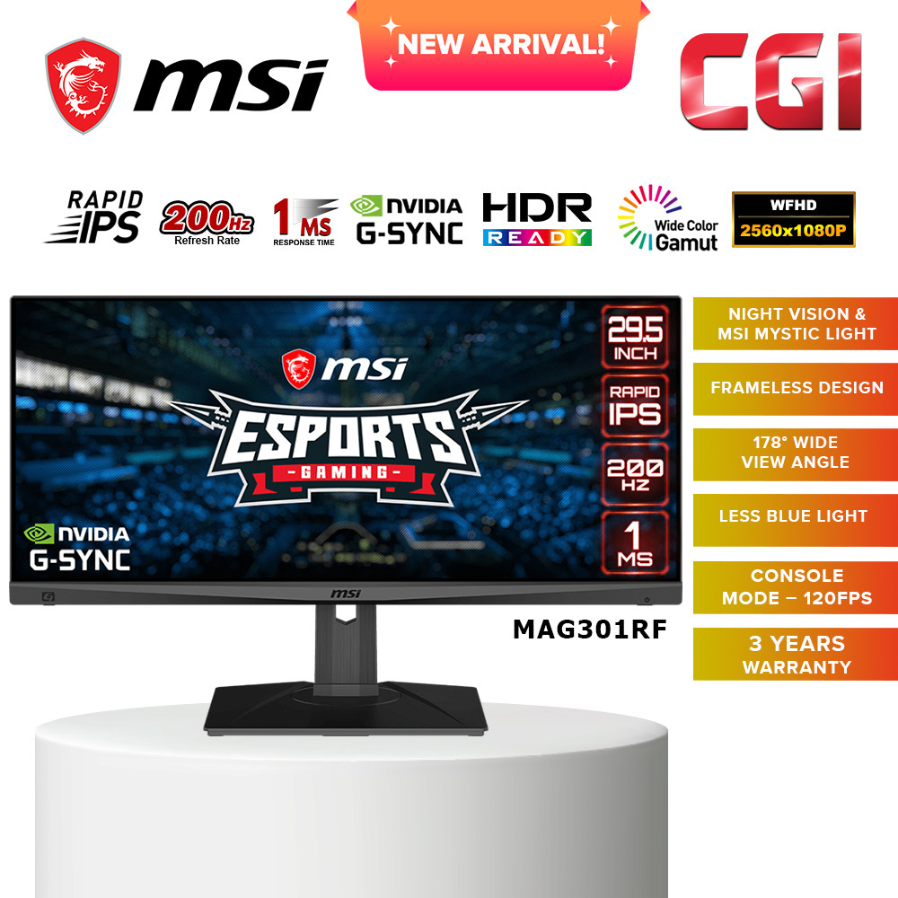 MSI 29.5" MAG301RF FHD G-Sync 200Hz 1ms IPS Gaming Monitor