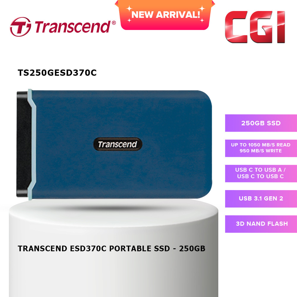 Transcend 250GB ESD370C USB 3.1 Gen 2 Type-C Portable SSD - TS250GESD370C