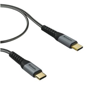 Verbatim 66065 120cm Tough Max E-Marker Kevlar Type-C to Type-C Cable (PD100W) - Grey