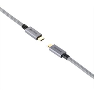 Verbatim 65684 100cm Sync & Charge E-Marker Metallic TypeC to Type-C 3.2 Cable (PD 100W?- Grey