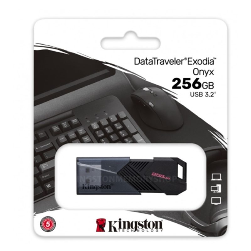 Kingston 256GB Datatraveler Exodia Onyx Type-A USB 3.2Gen 1 Flash Drive - DTXON/256GB