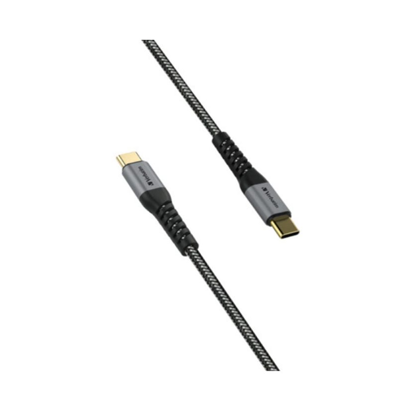Verbatim 66065 120cm Tough Max E-Marker Kevlar Type-C to Type-C Cable (PD100W) - Grey