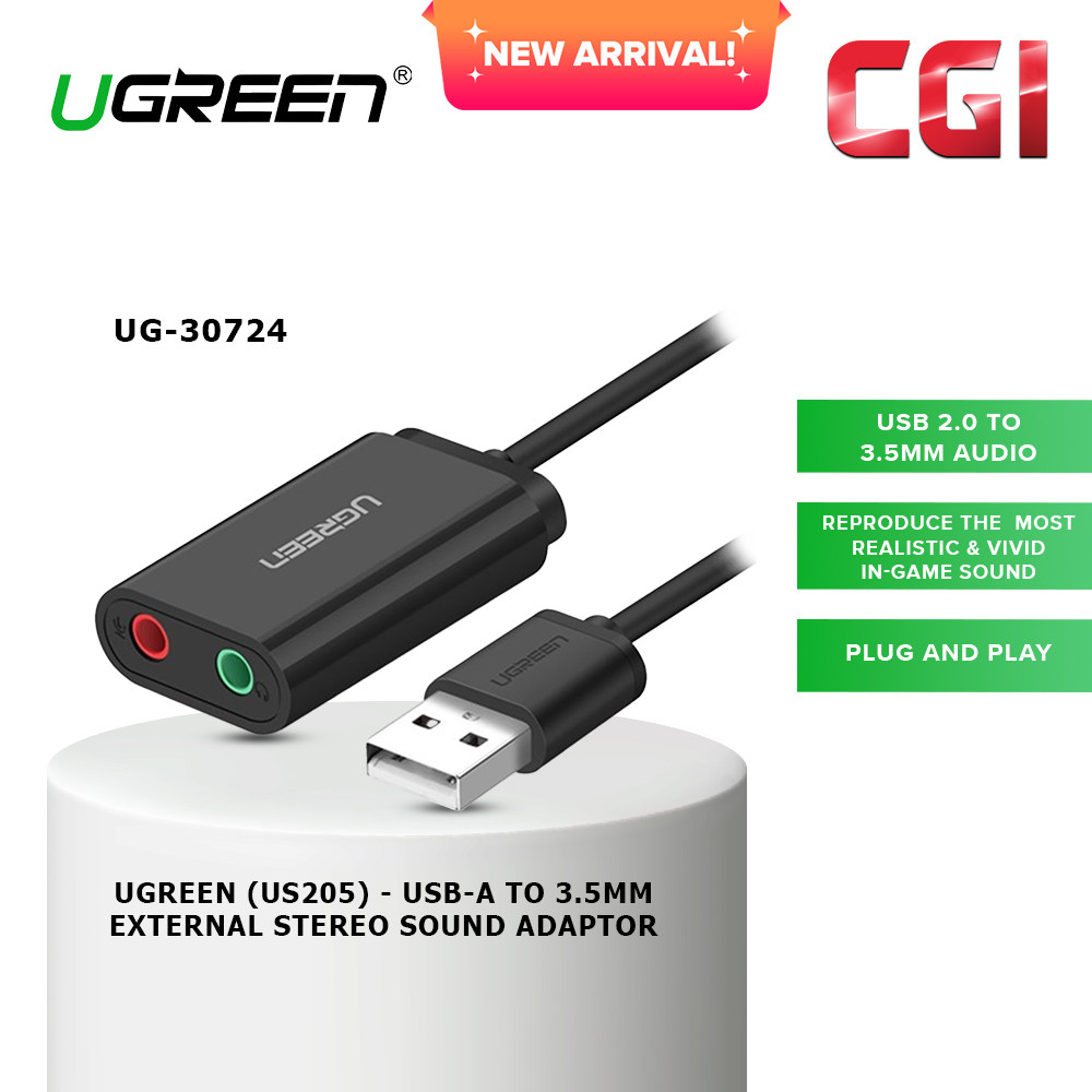 Ugreen (US205) 30724 USB to 3.5mm External Audio Stereo Sound Adapter