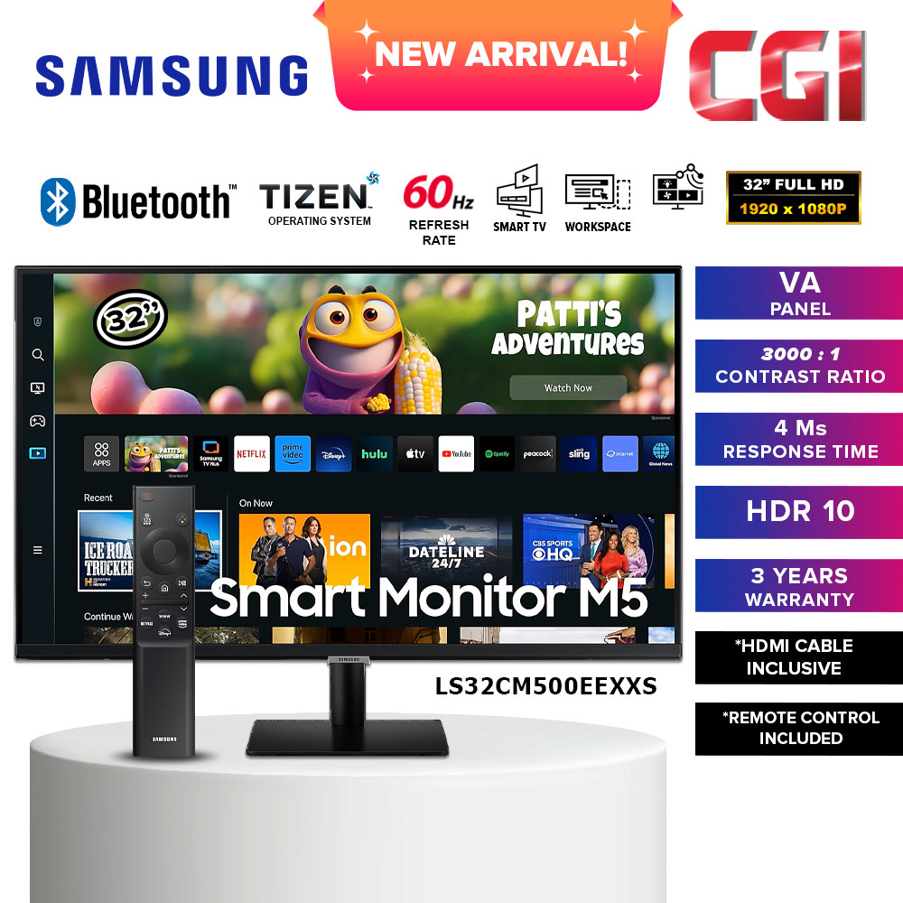 Samsung 32" LS32CM500EEXXS VA FHD 60Hz 4ms HDR10 IoT Hub Airplay Smart Monitor