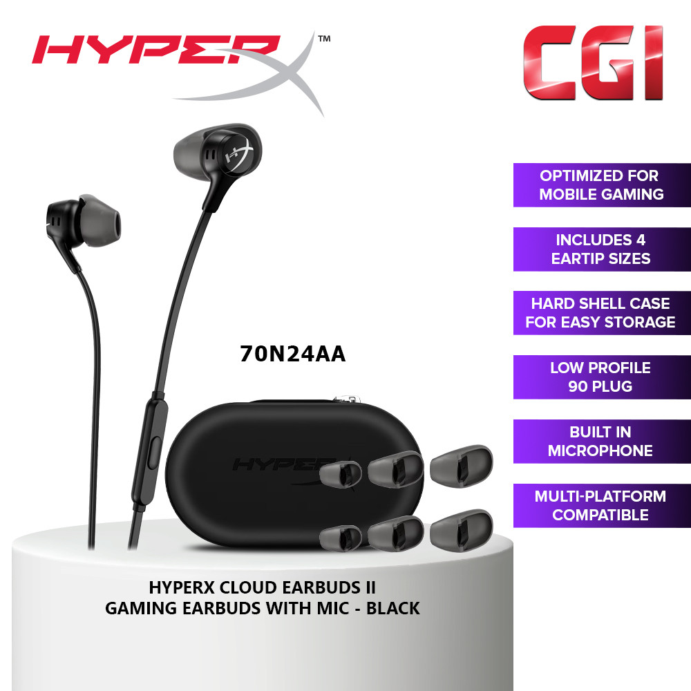 HyperX Cloud Earbuds II Gaming Headphones II with Mic -Black (70N24AA)