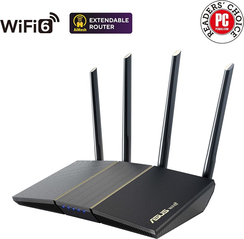 Asus RT-AX57 (AX3000) 1024 QAM 3000MBPS Dual Band WiFi 6 Free Network Security w Parental Control VPN Extendable Router