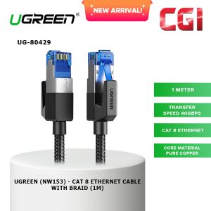 UGREEN (NW153) 80429 CAT 8 with Braid Ethernet Cable (1M)