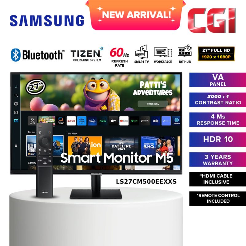 Samsung 27" LS27CM500EEXXS VA FHD 60Hz 4ms HDR10 IoT Hub Airplay Smart Monitor