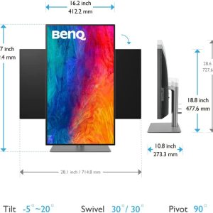 BenQ 31.5" PD3220U IPS 4K UHD 60Hz 5ms HDR10 Daisy Chain Thunderbolt 3 USB Hub AQColor Eye Care Ergonomic DesignVue Monitors