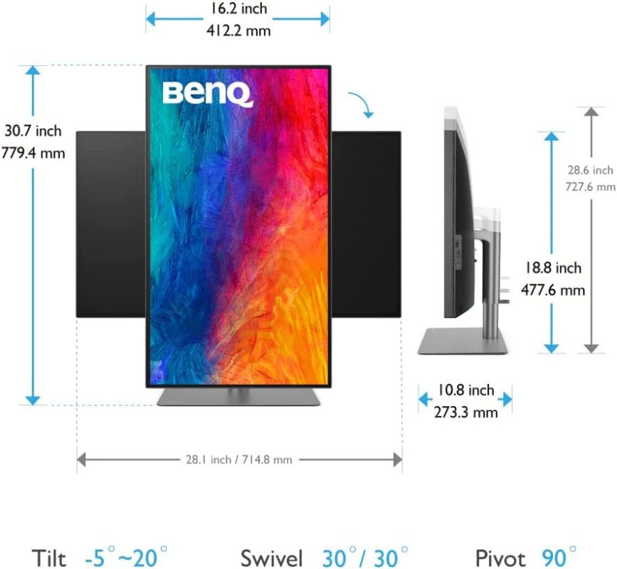 BenQ 31.5" PD3220U IPS 4K UHD 60Hz 5ms HDR10 Daisy Chain Thunderbolt 3 USB Hub AQColor Eye Care Ergonomic DesignVue Monitors